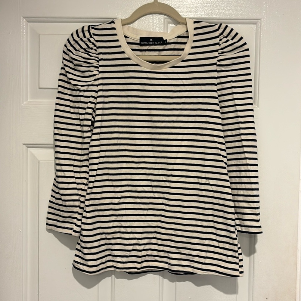 Tuckernuck puff sleeve striped top